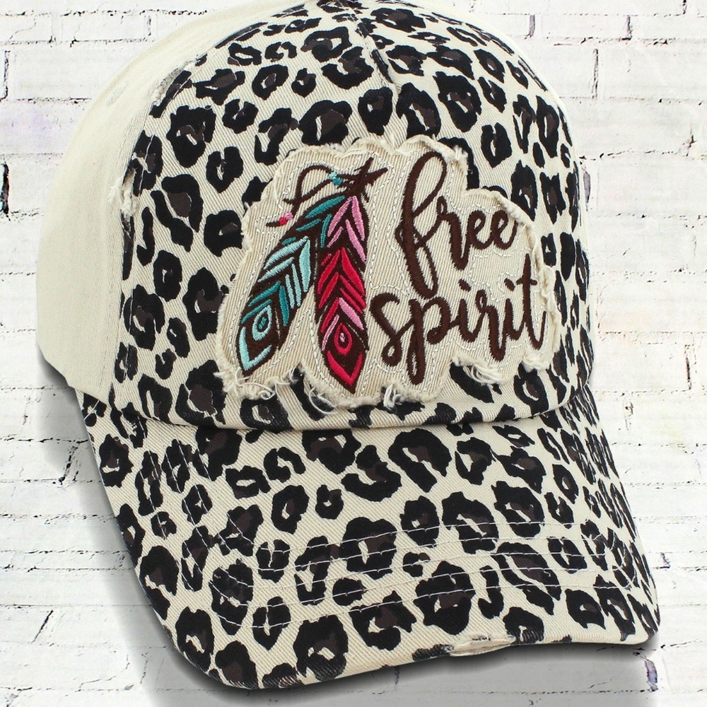 DISTRESSED STONE LEOPARD PRINT 'FREE SPIRIT' CAP